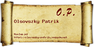 Olsovszky Patrik névjegykártya